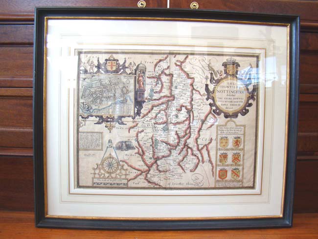A beautiful hand colored Map of Nottingham by John Speed circa 1610 — image 3